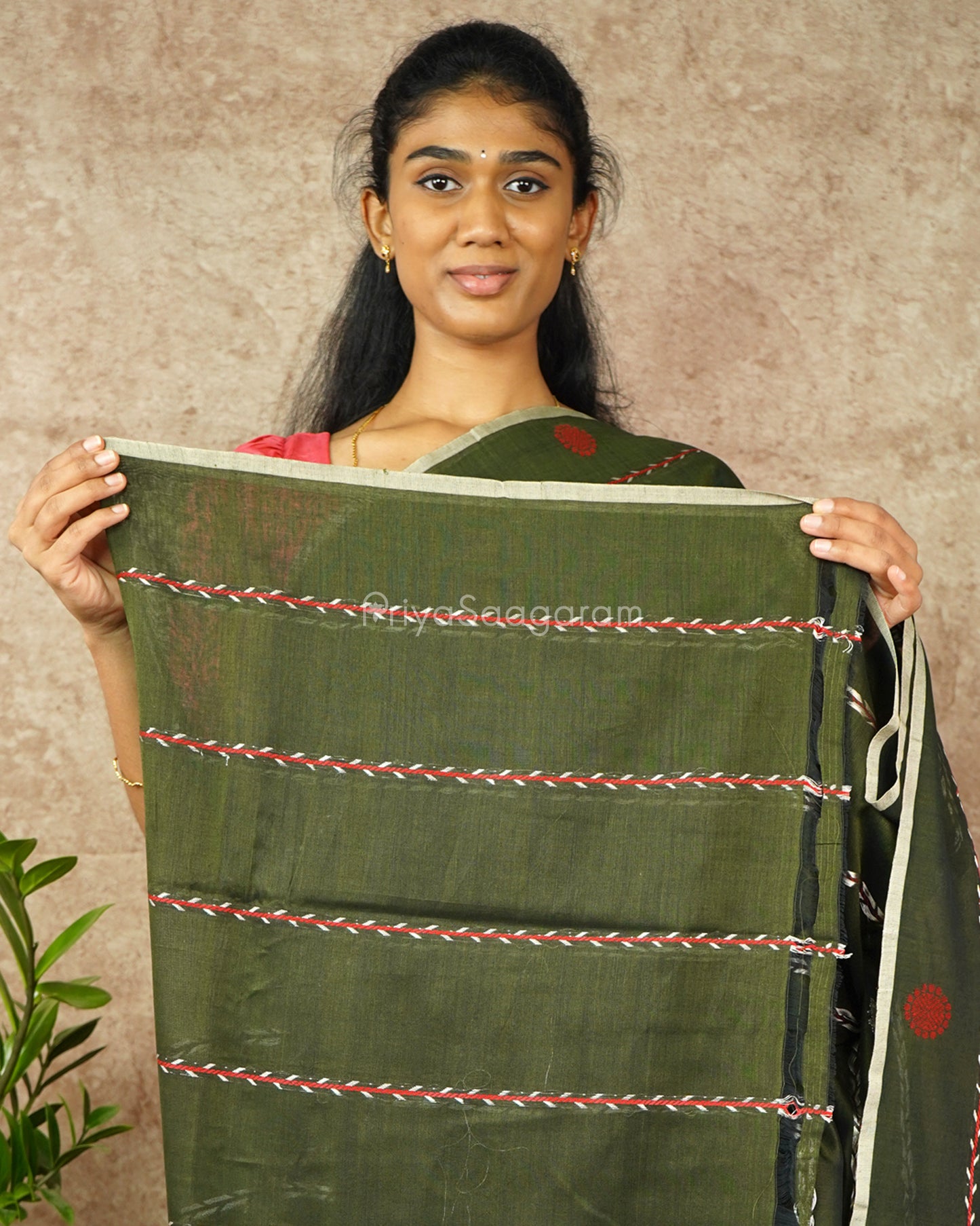 Mehndi Green Embroidery Pure Cotton - PD1178