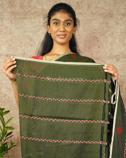 Mehndi Green Embroidery Pure Cotton - PD1178