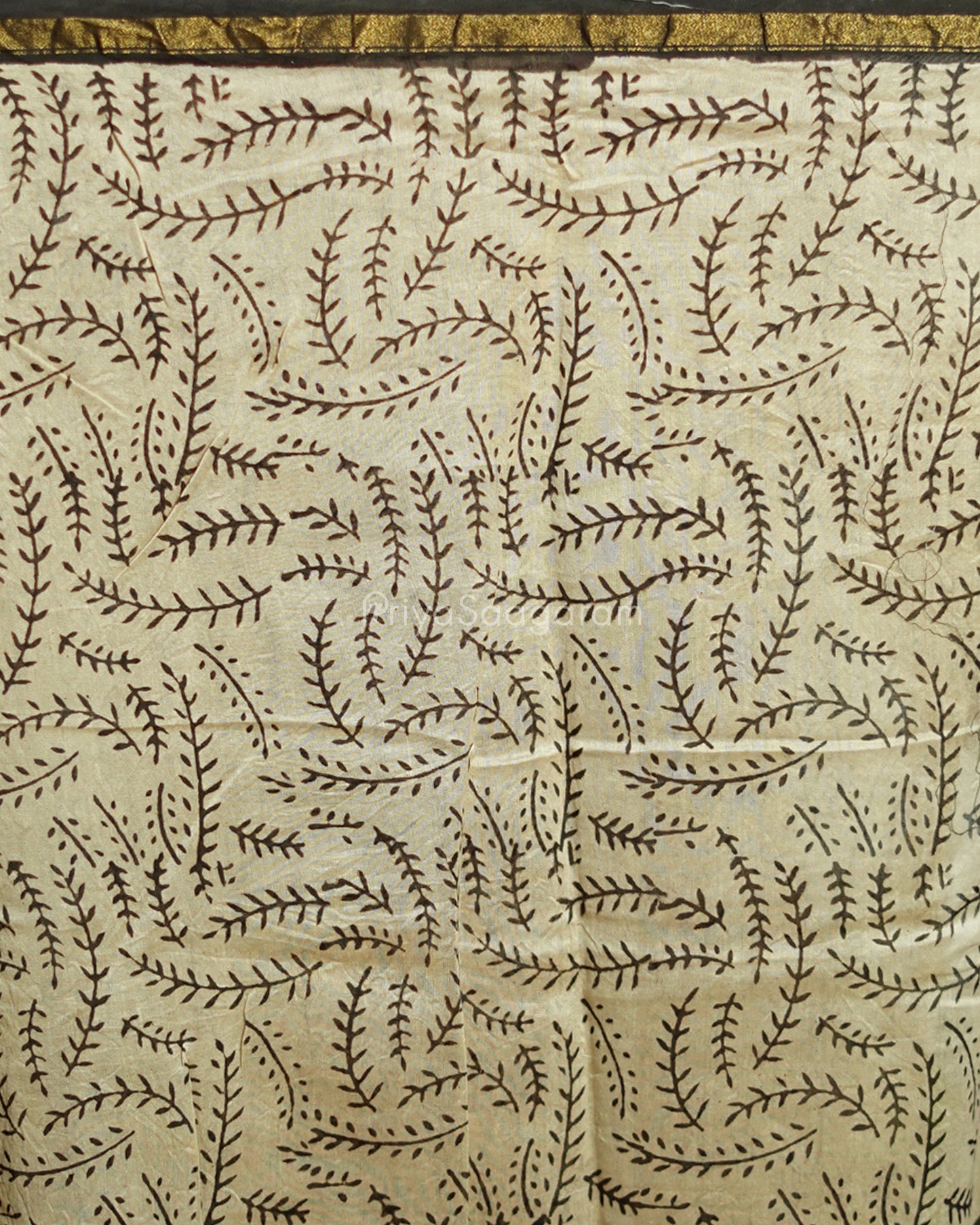 Black Floral Bagru Print Chanderi - PD365