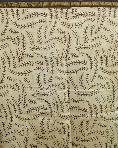 Black Floral Bagru Print Chanderi - PD365