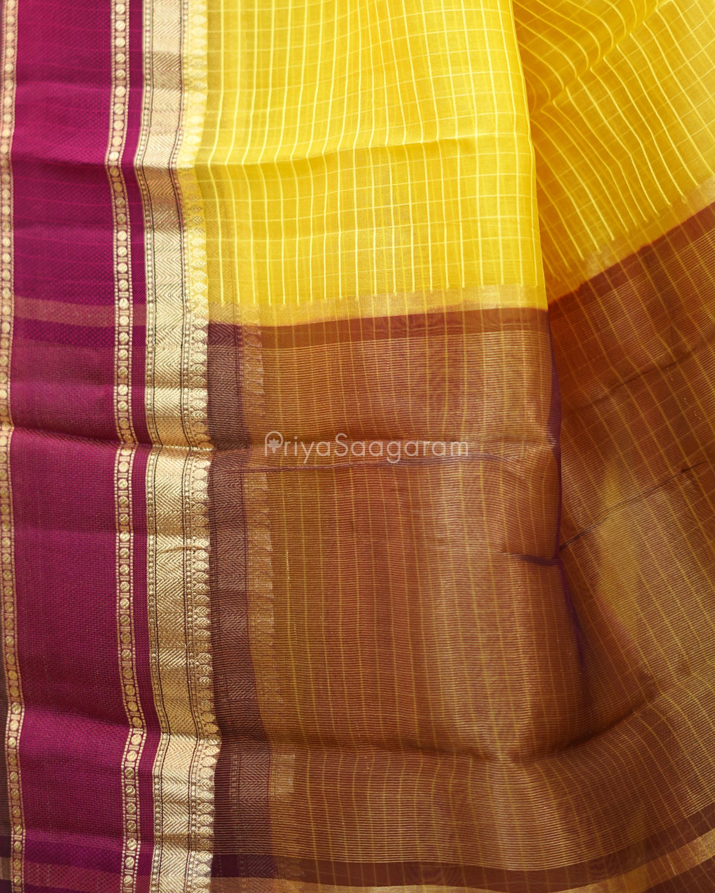 Traditional Yellow Purple Kora Silk - PD1057