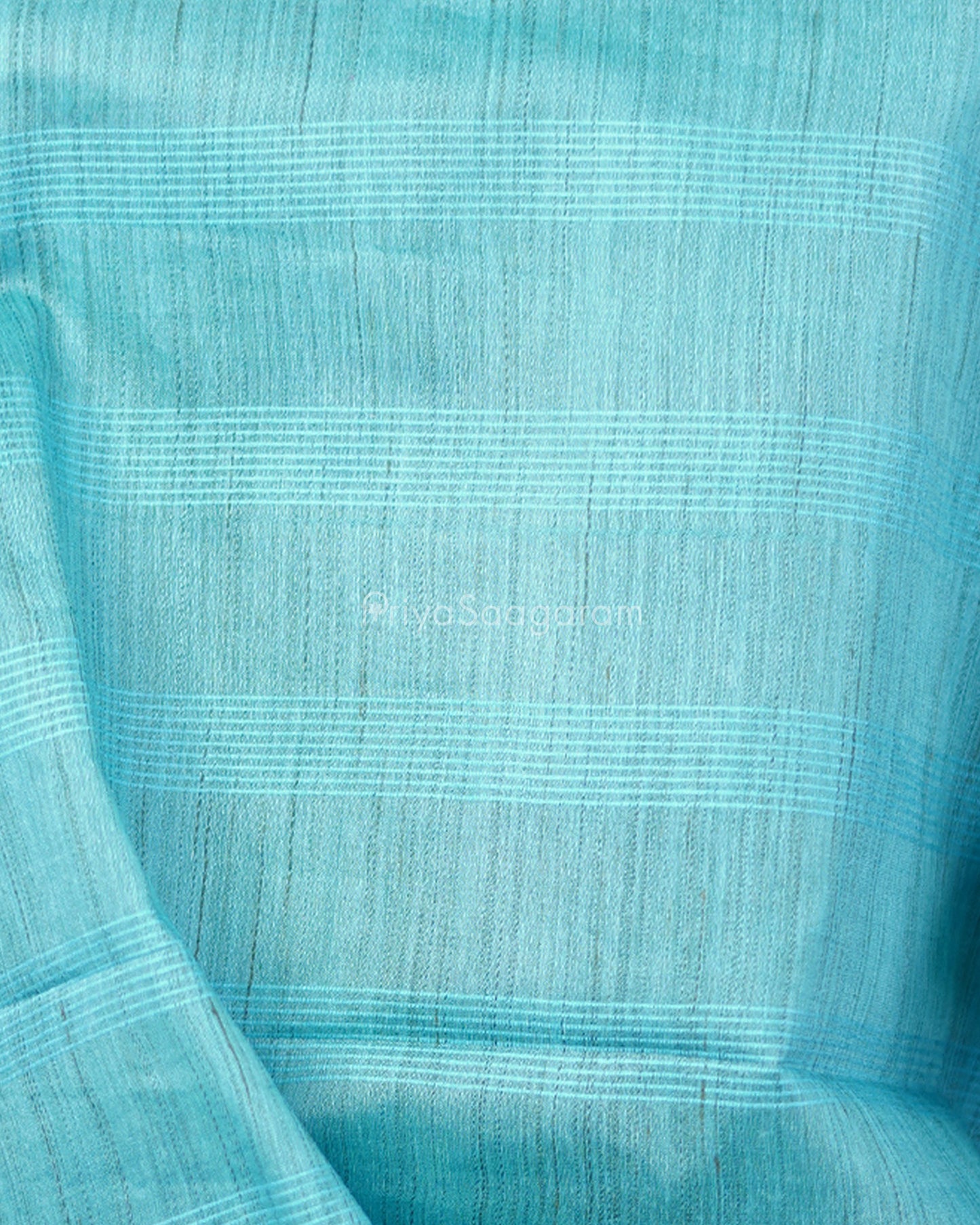 Sea Green Checked Tussar Organza - PD1204