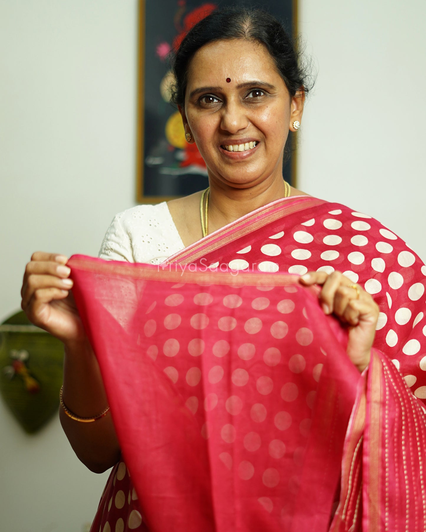 Rouge Pink Embroidery Blockprint Chanderi - PC3362
