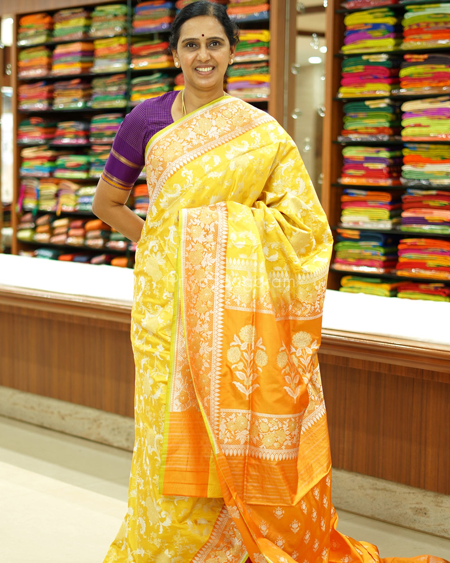 Yellow Banaras Katan Silk - PC1999