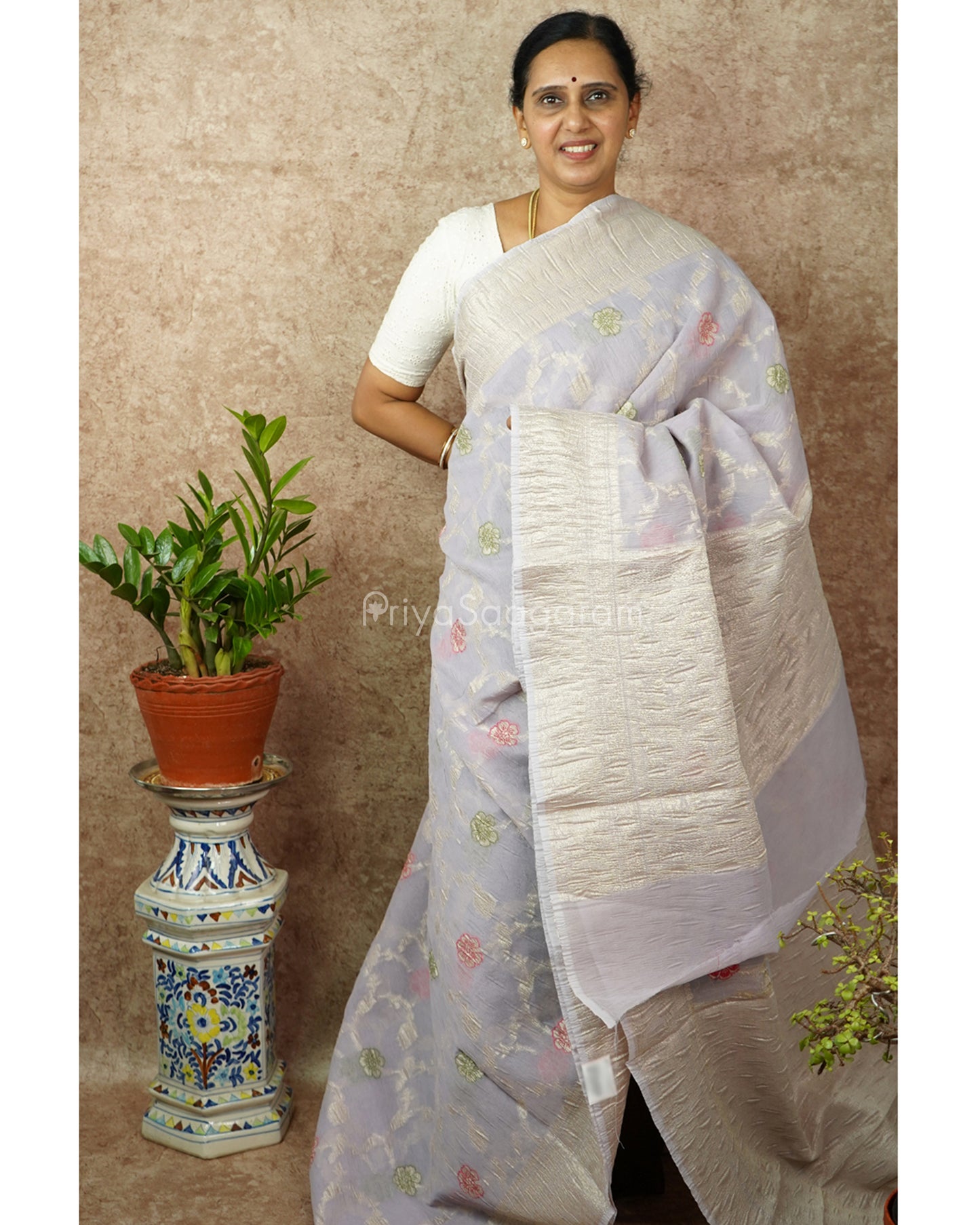 Lavender Floral Crush Tissue Silk - PD1443