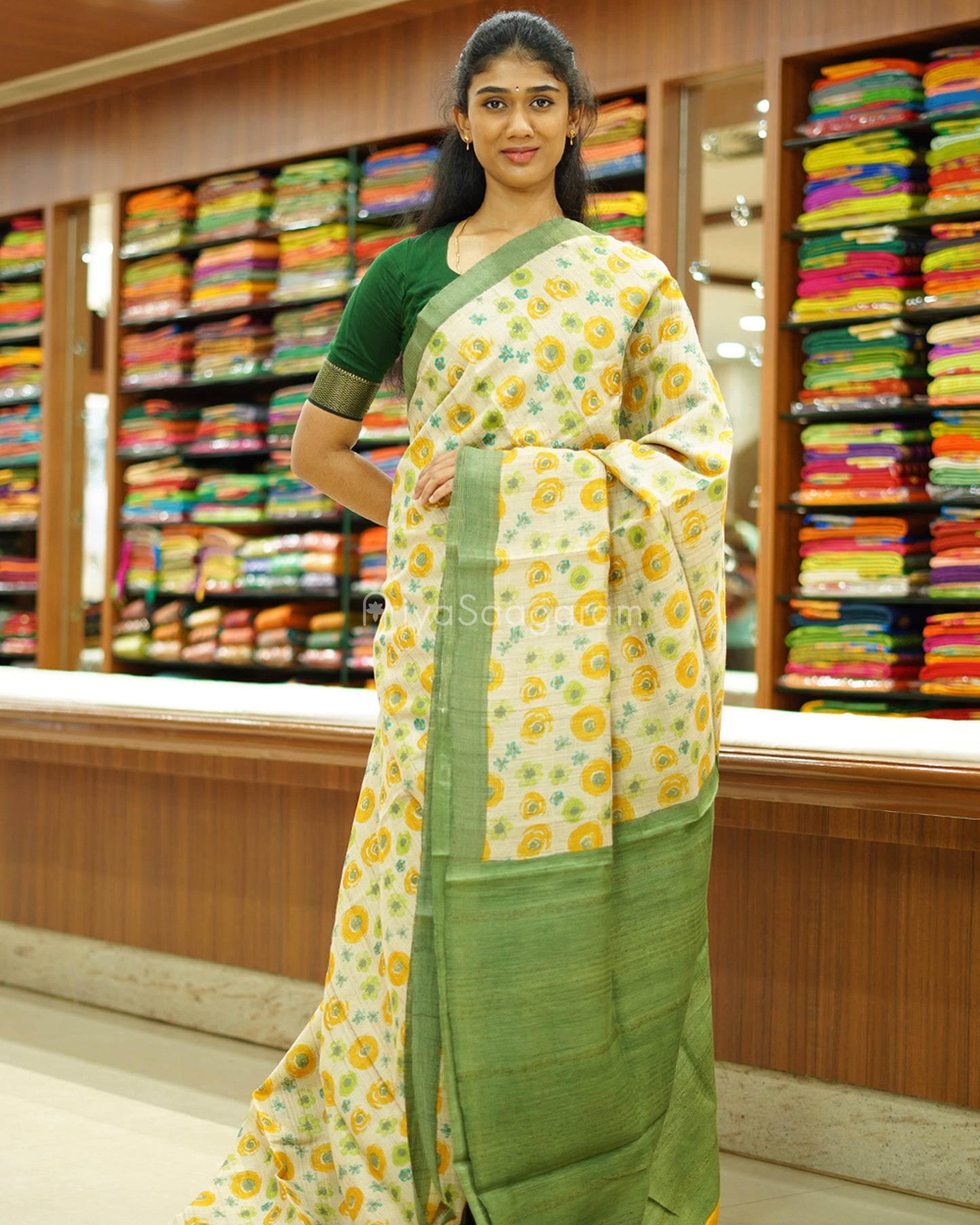 Classic Floral Printed Tussar - PD525