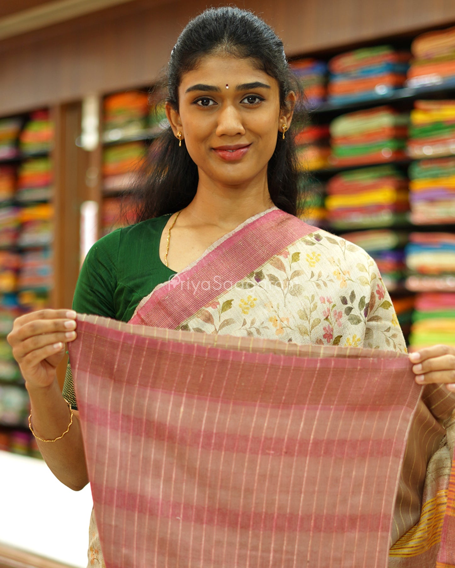 Classic Floral Contrast Tussar - PD514