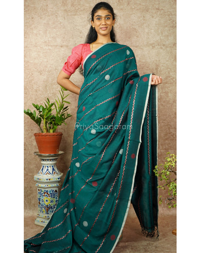 Dark Green Embroidery Pure Cotton - PD1177