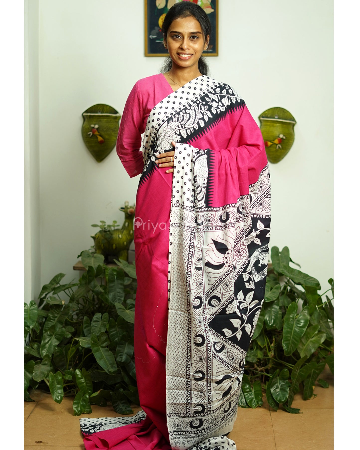 Mitta Pink Kalamkari Blockprint Pure Cotton - PD202