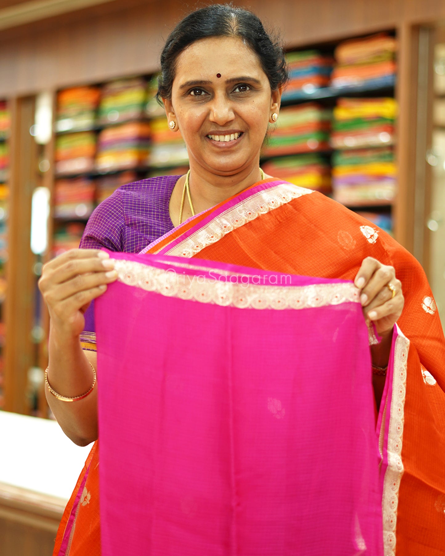 Orange Pink Kota Silk - PD1054