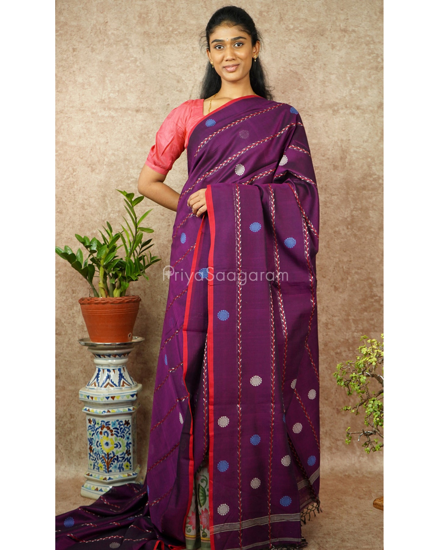 Deep Purple Embroidery Pure Cotton - PD1179