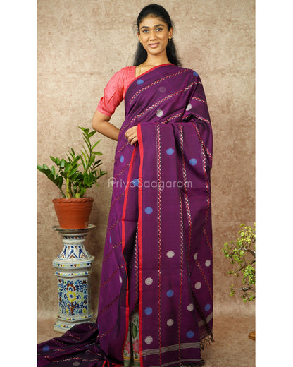 Deep Purple Embroidery Pure Cotton - PD1179