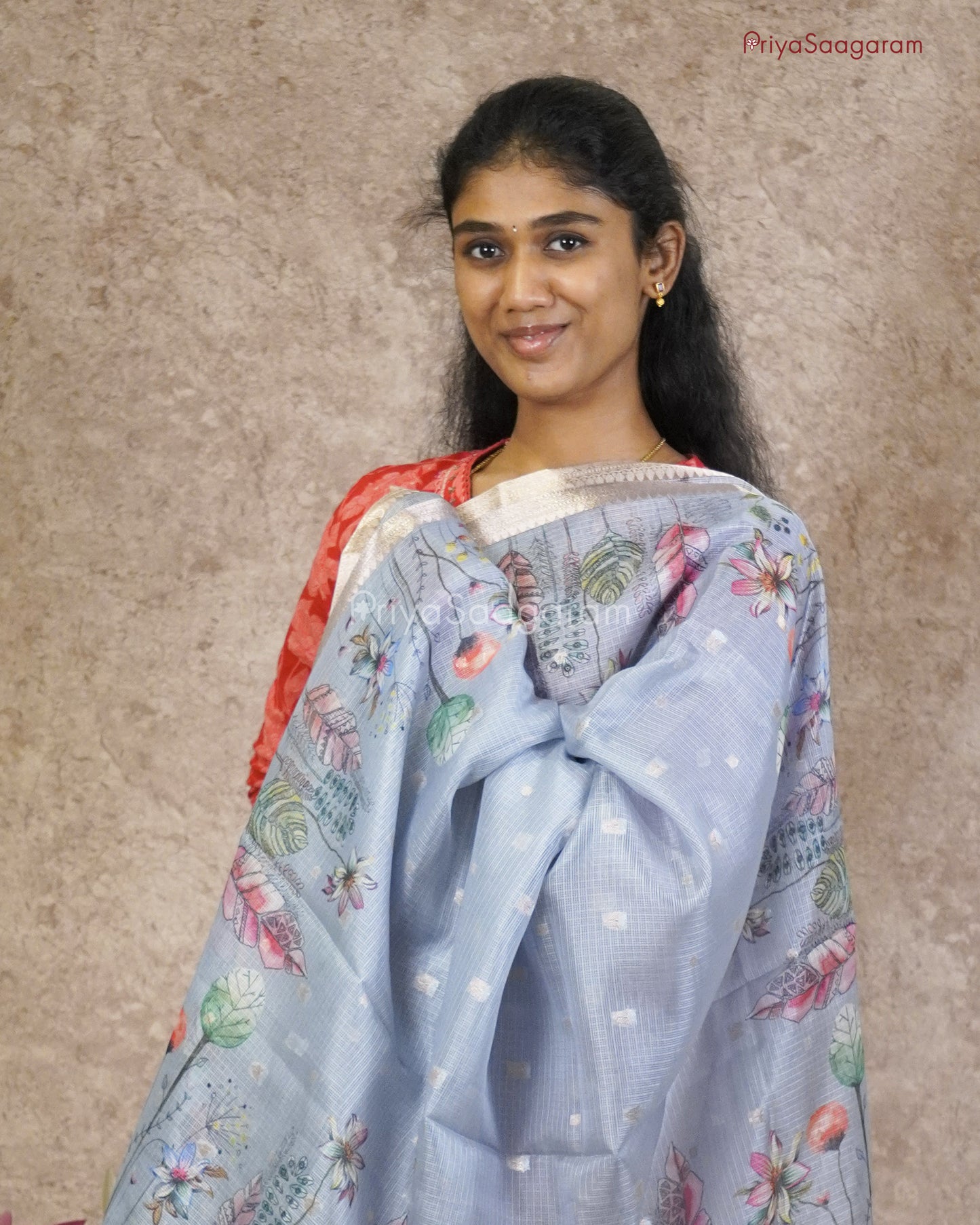 Grey Floral Zari Kota - PC3553