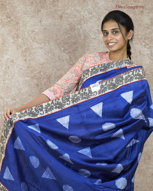 Royal Blue Applique Chanderi - PA1089