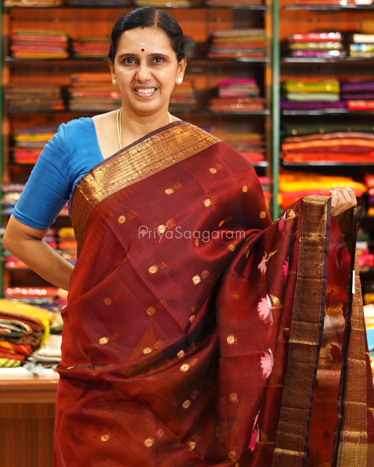 Brown Zari Silk Kota - PE6503