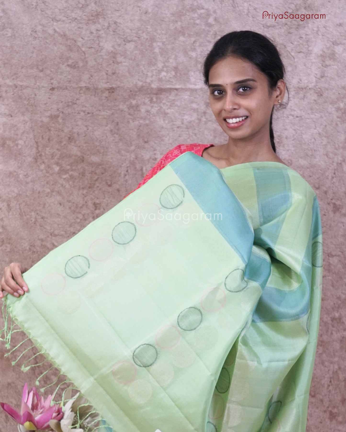 Brown and Green Kora Soft Silk - PD147