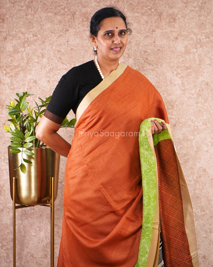 Rust Orange Fancy Tensil Tussar - PD4901