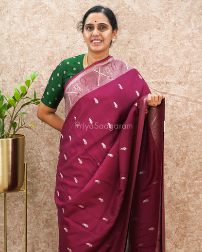 Wine Zari Chiniya Silk - PD5339