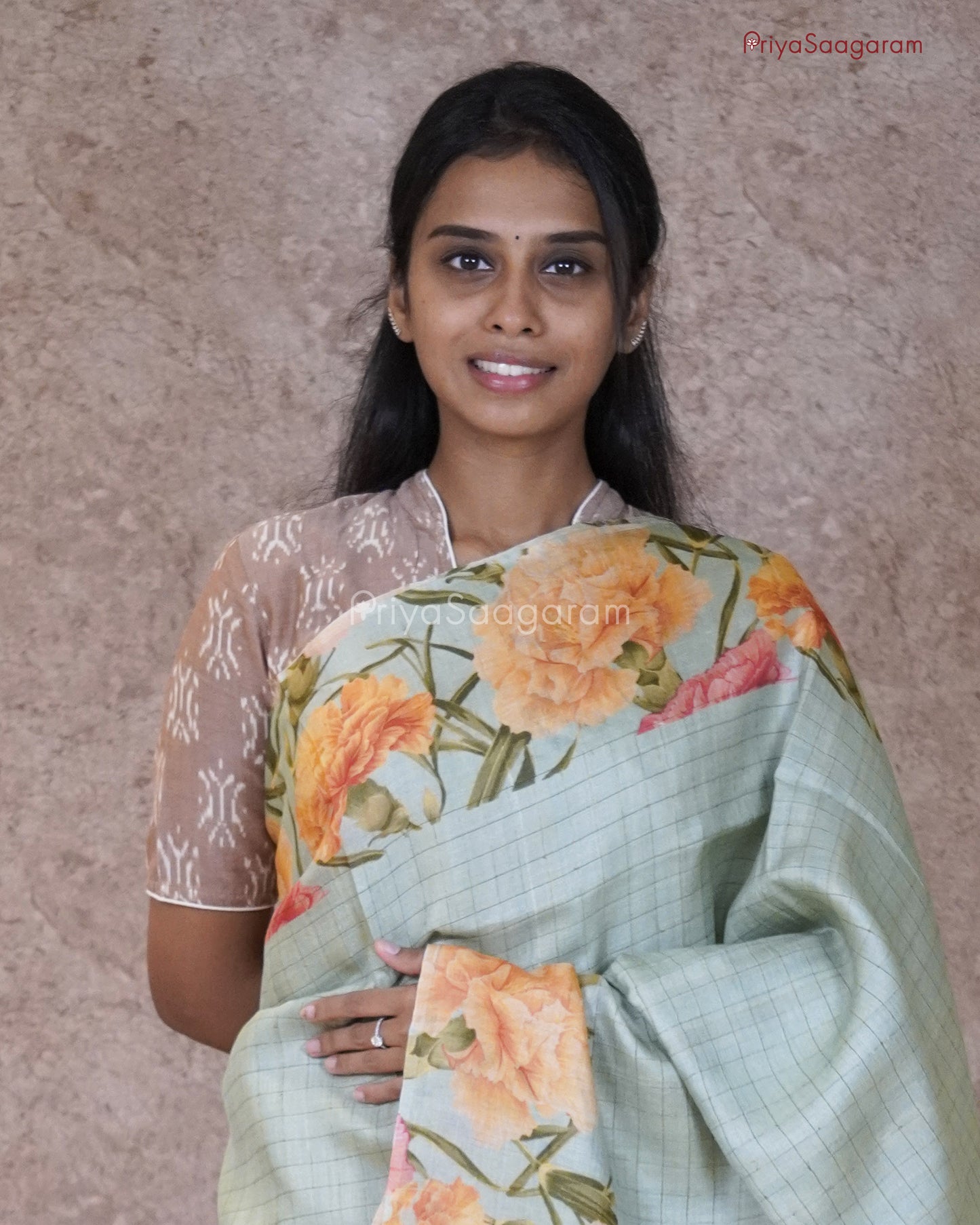 Iceberg Blue Floral Tussar - PC116