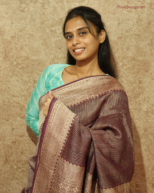 Wine Red Festive Georgette - PD1007