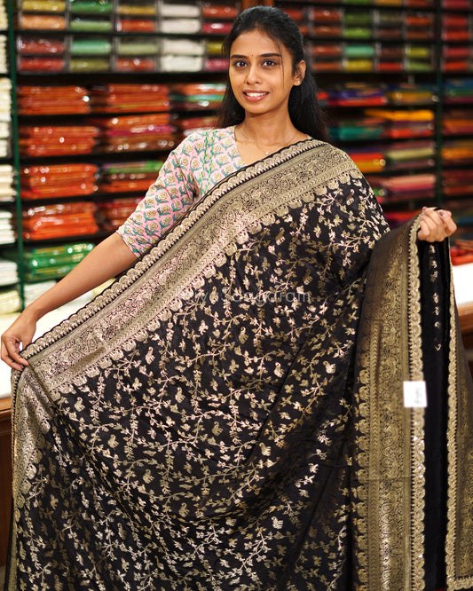 Black Designer Banaras Silk - PE600