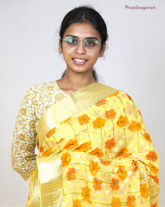 Lemon Yellow Georgette Silk - PB3049