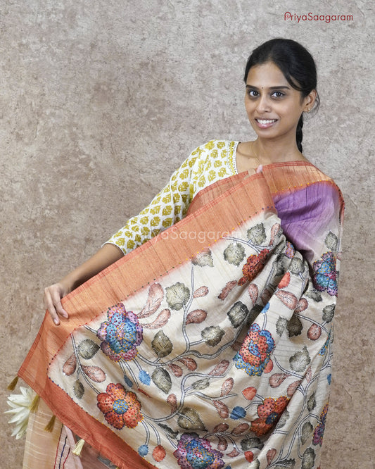 Floral Shaded Embroidery Tussar - PC3754