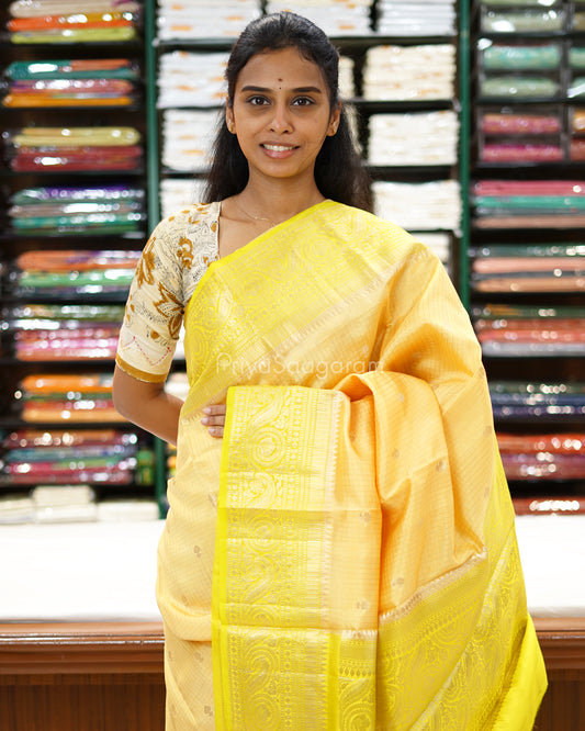 Lime Yellow Green Kanchi Banaras Silk - PC3599
