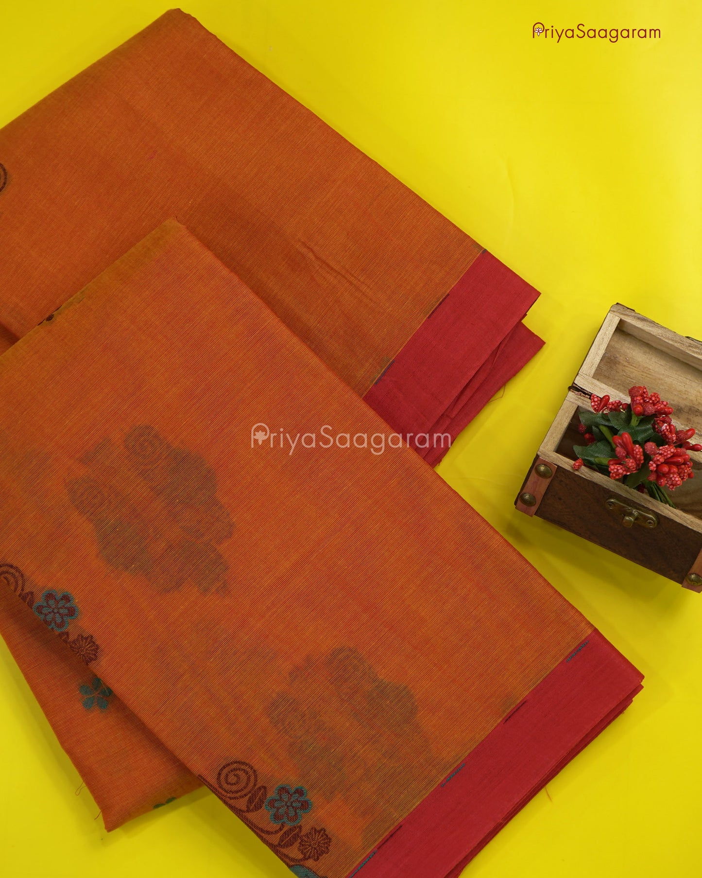 Sunshine Orange Handloom Cotton - N523