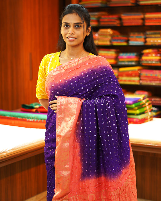 Purple Pink Banaras Bandhani - PE2765