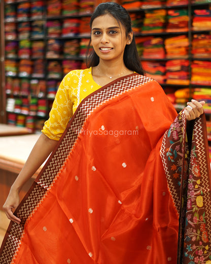 Rust Orange Zari Silk Kota - PE892