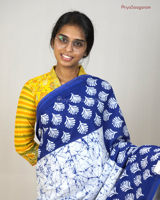 Blue White Shibori Mulmul Cotton - PB276