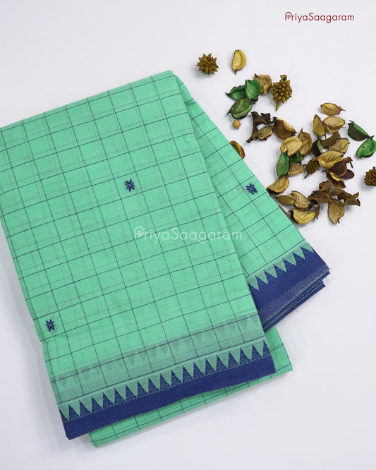 Aquamarine Checked Handloom Cotton - N100