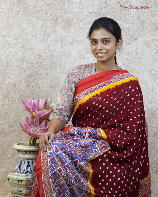 Maroon Purple Modal Bandhani - PC1843