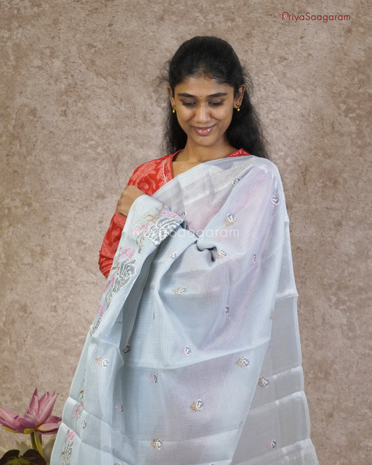 Cloudy Grey Embroidery Kota - PC3615