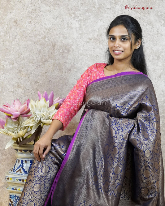 Royal Blue Banaras Silk - PB5422