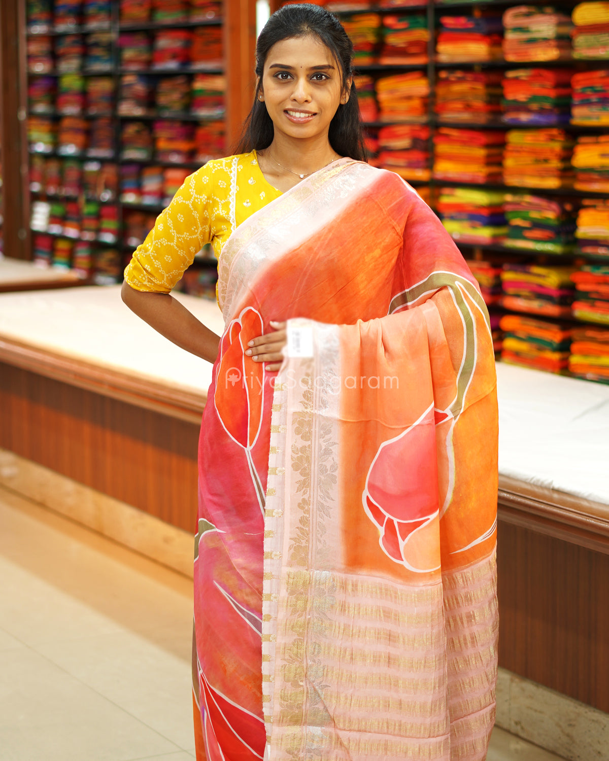 Pink Floral Chiffon Georgette - PE1043
