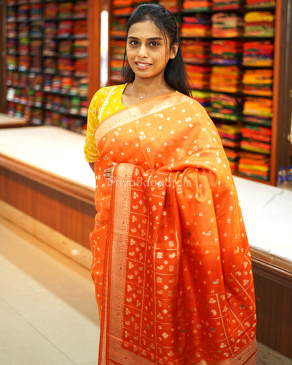 Shaded Orange Woven Chiniya Silk - PE2710