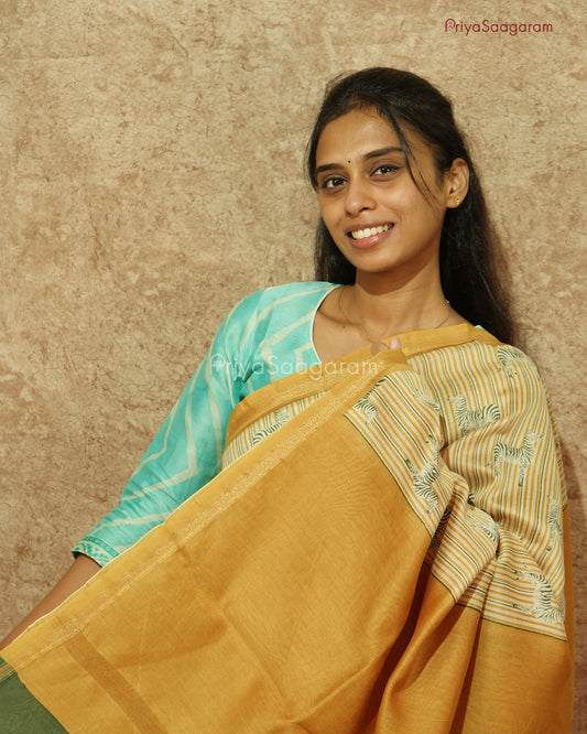 Mustard Giraffe Chanderi - PD575