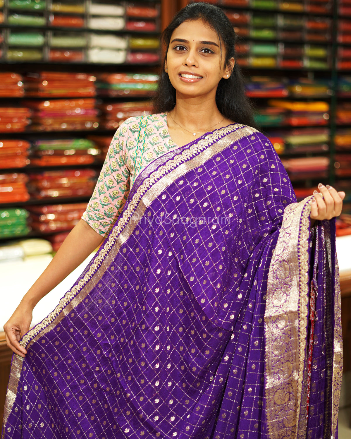 Purple Designer Banaras Silk - PE643