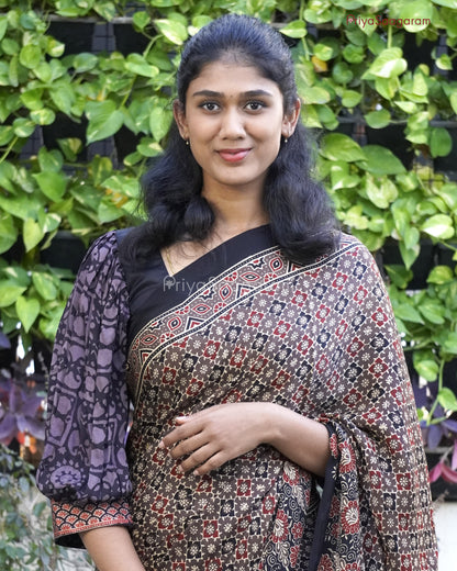Black Ajrak Modal Tussar - PB3701