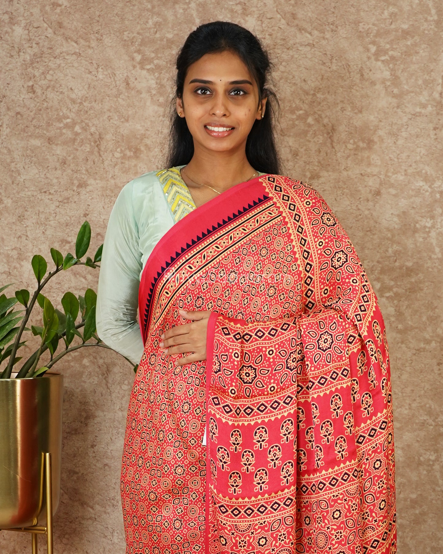 Mittai Pink Ajrak Modal Silk - PD1747