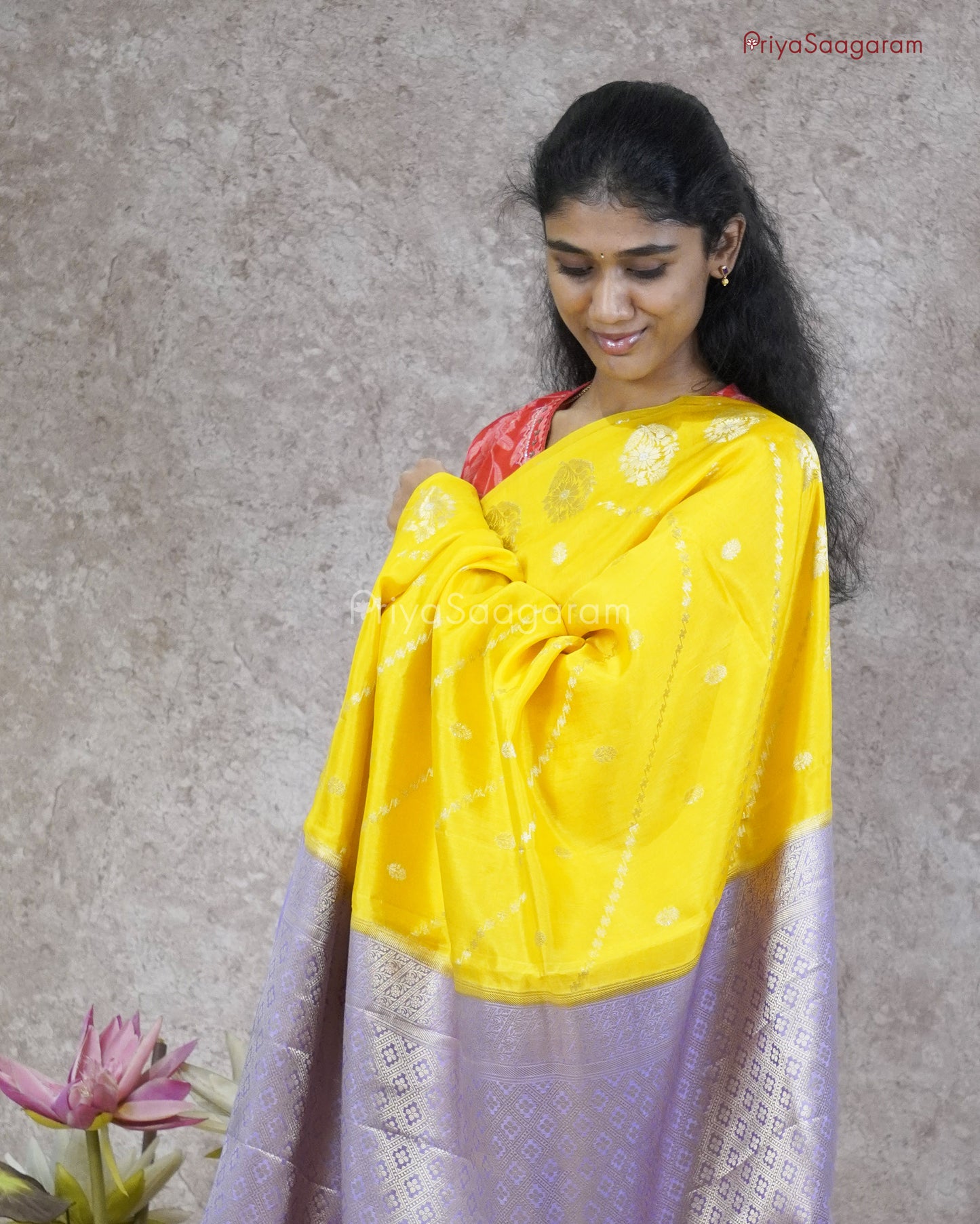 Yellow Purple Chiniya Silk - PC3209