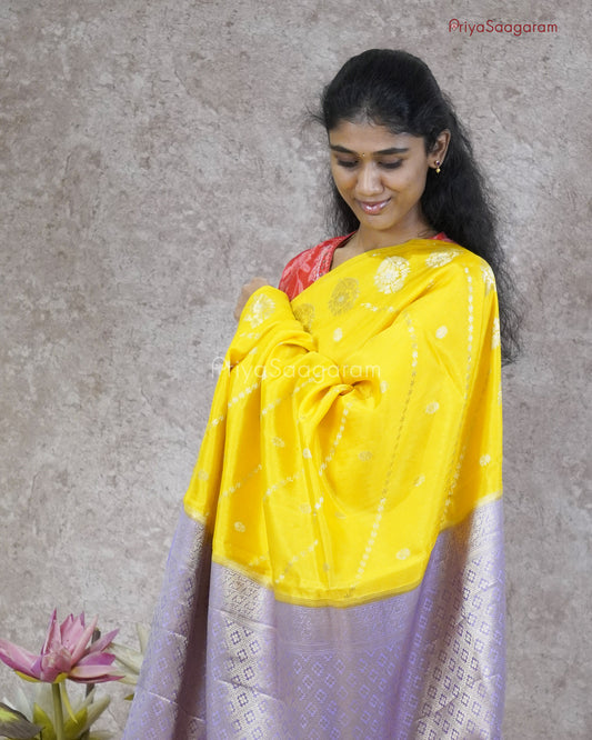 Yellow Purple Chiniya Silk - PC3209