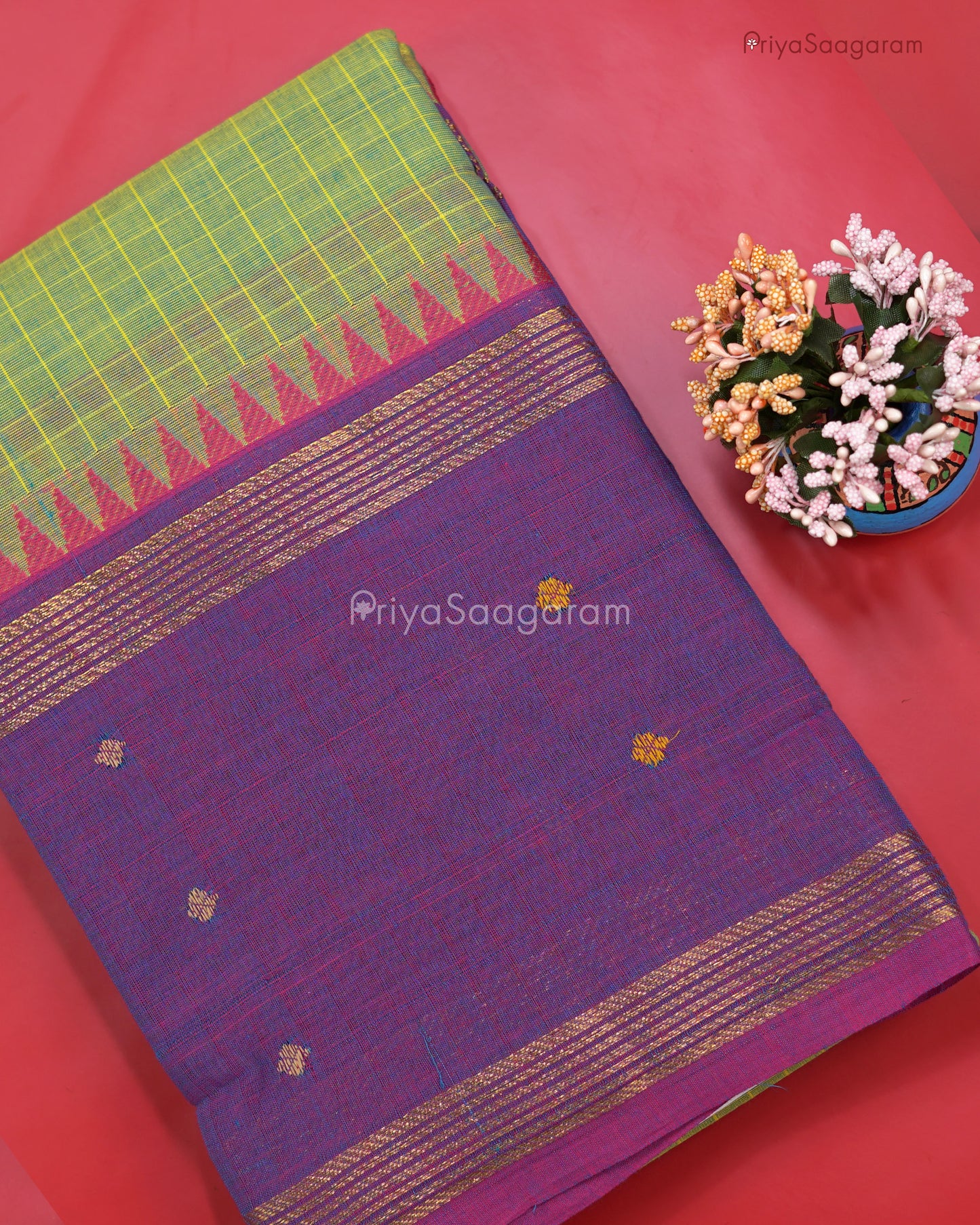 Green Violet Chettinad Cotton - N98