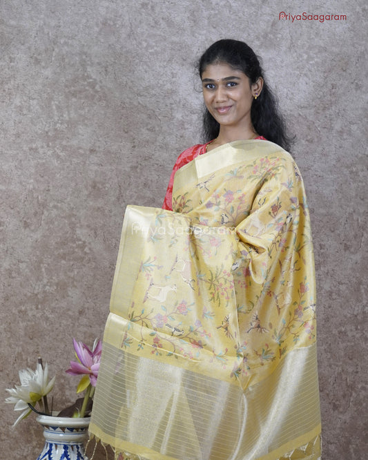 Golden Yellow Vanasingaaram Tissue Silk - PC3559