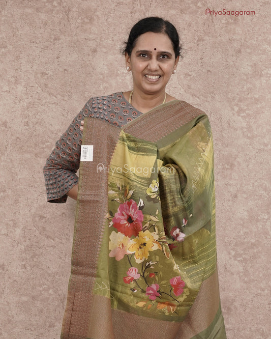 Pickle Green Chanderi - PC2059