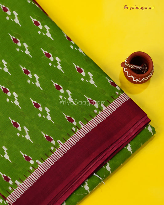 Green Ikkat Mul Cotton - PD183