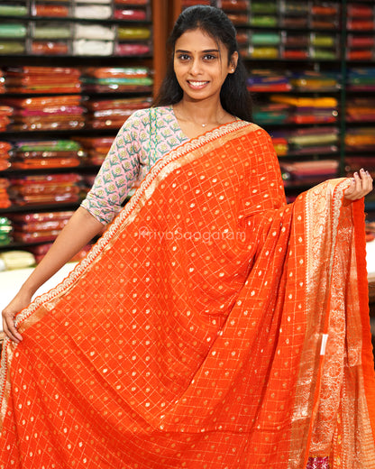 Orange Designer Banaras Silk - PE642