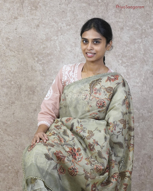Green Floral Aari Kota - PC3298
